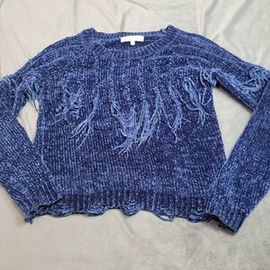 Funkitribe Womens Small Sweater Blue Soft Solid Long Sleeve Boho Fairycore Shirt